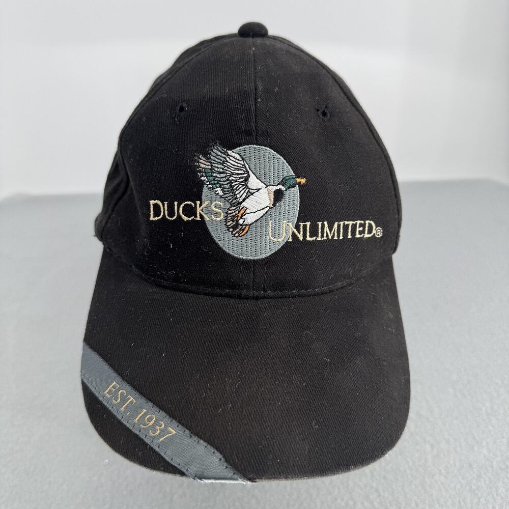 Ducks Unlimited Hat Cap Strap Back Mens One Size Black Elochoman Donor EST 1937